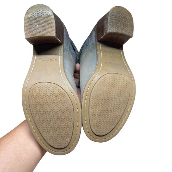 SPERRY Women's size 6.5 Top Sider Liberty Gray Leather Ankle Boots Block Heel - Picture 8 of 9